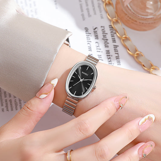 Girls Watch with Bamboo-Link Strap – Classic Oval Small Dial