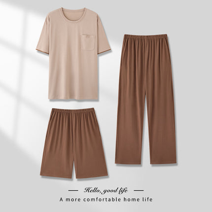 Men’s Pajamas Modal Three-Piece Home Wear Suit – Soft & Cozy