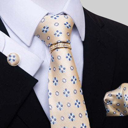Multi Colored Striped Floral Mens Tie for Formal Party Wear