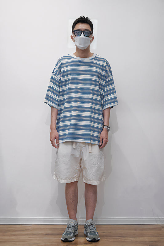 Candy-colored Pinstripe T-shirt – Loose-fitting Short-sleeve