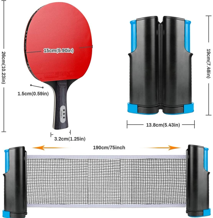Table Tennis Racket Set with Net Stand for Family Fun Play