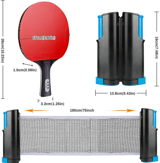Table Tennis Racket Set with Net Stand for Family Fun Play