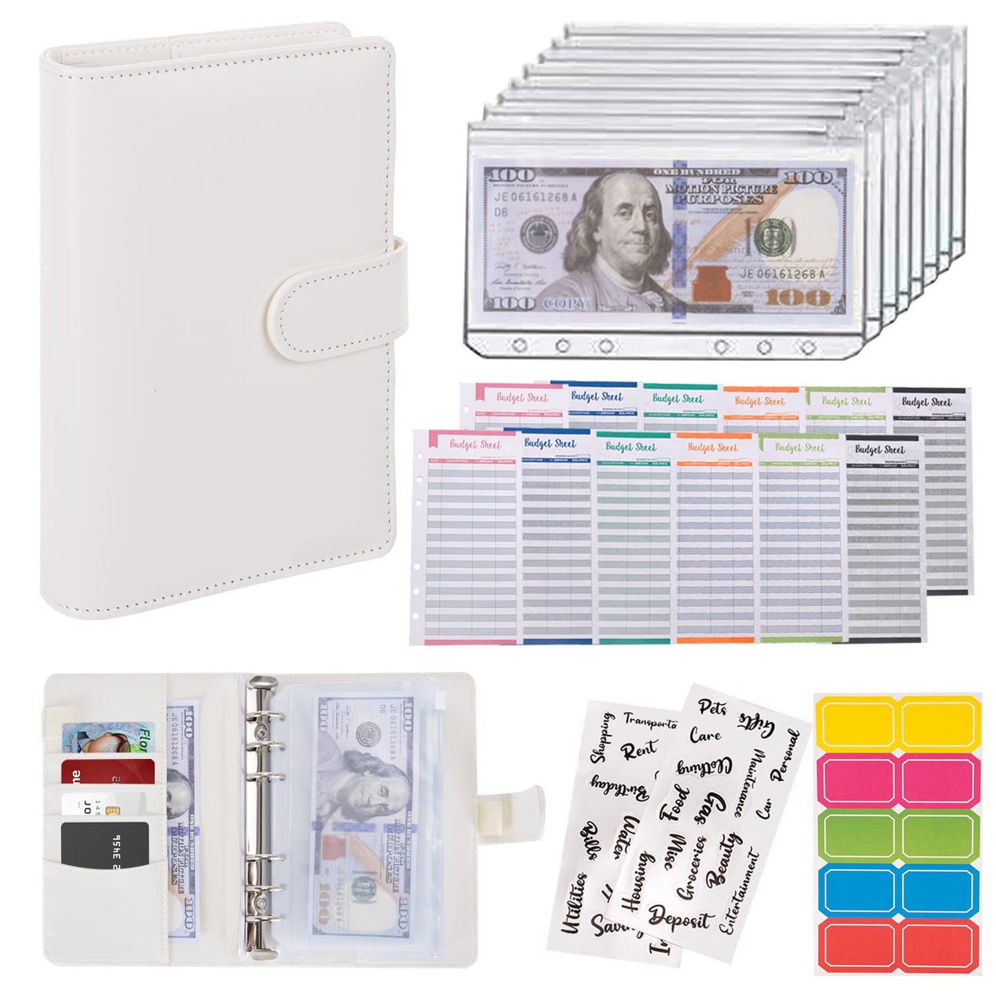 Macaron Loose-Leaf Leather Notebook with Zipper Wallet Bag