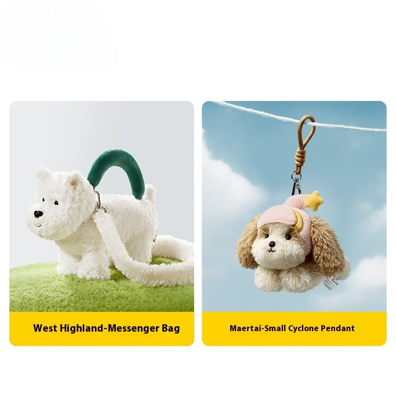 Cute West Highland Puppy Schnauzer Doll Bag Keychain Pendant