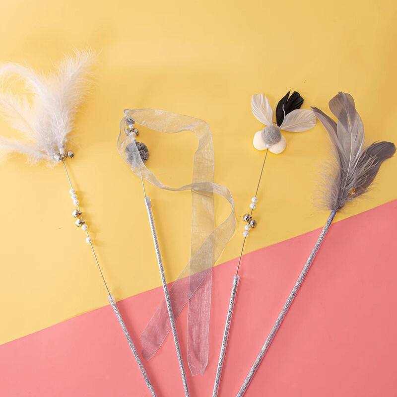 Feather Bell Cat Wand Toys for Hunting and Fun Exercise