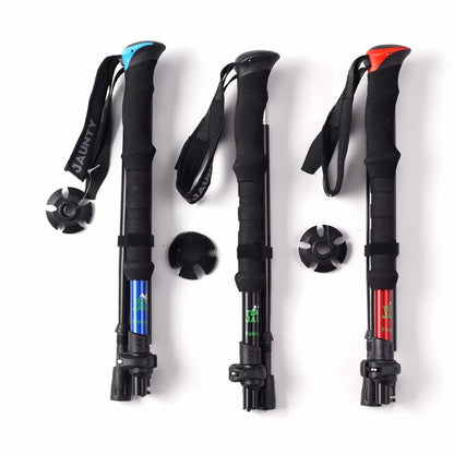 Four-Section Telescopic Aluminum Hiking Pole for Trekking
