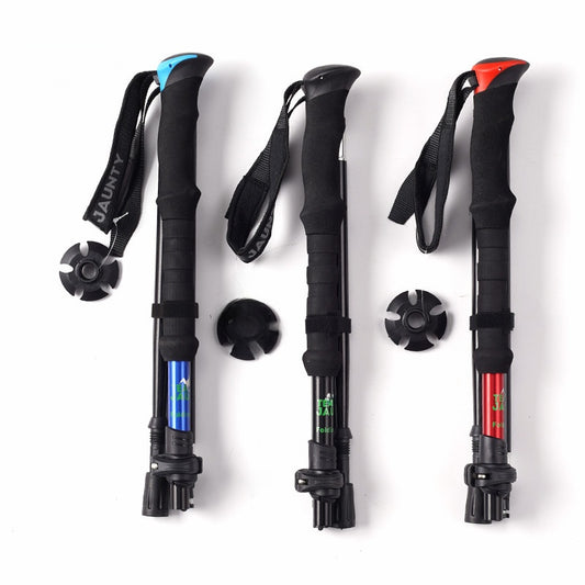 Four-Section Telescopic Aluminum Hiking Pole for Trekking