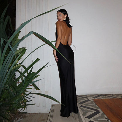 Only Invites Halter Backless Maxi Dress Elegant Party Wear