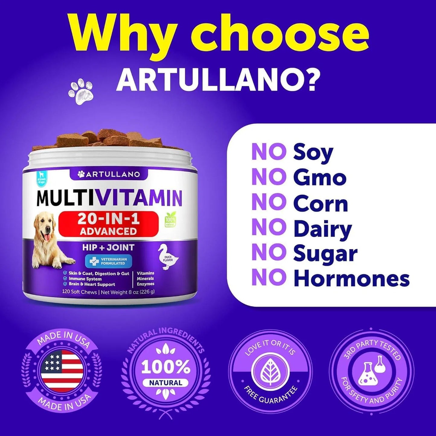 Dog Multivitamin Chewable – 20 in 1 Dog Vitamins Chews