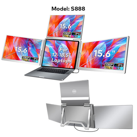 FHD Triple Monitor Laptop Screen Extender with 205° Rotation