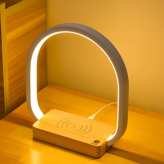 Wireless Charging Desk Lamp with Eye Protection & USB Power