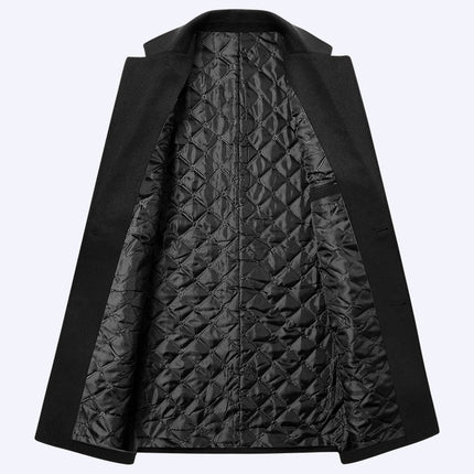 Men's Single-breasted Wool Overcoat With Cotton Lining And Extra Thickness