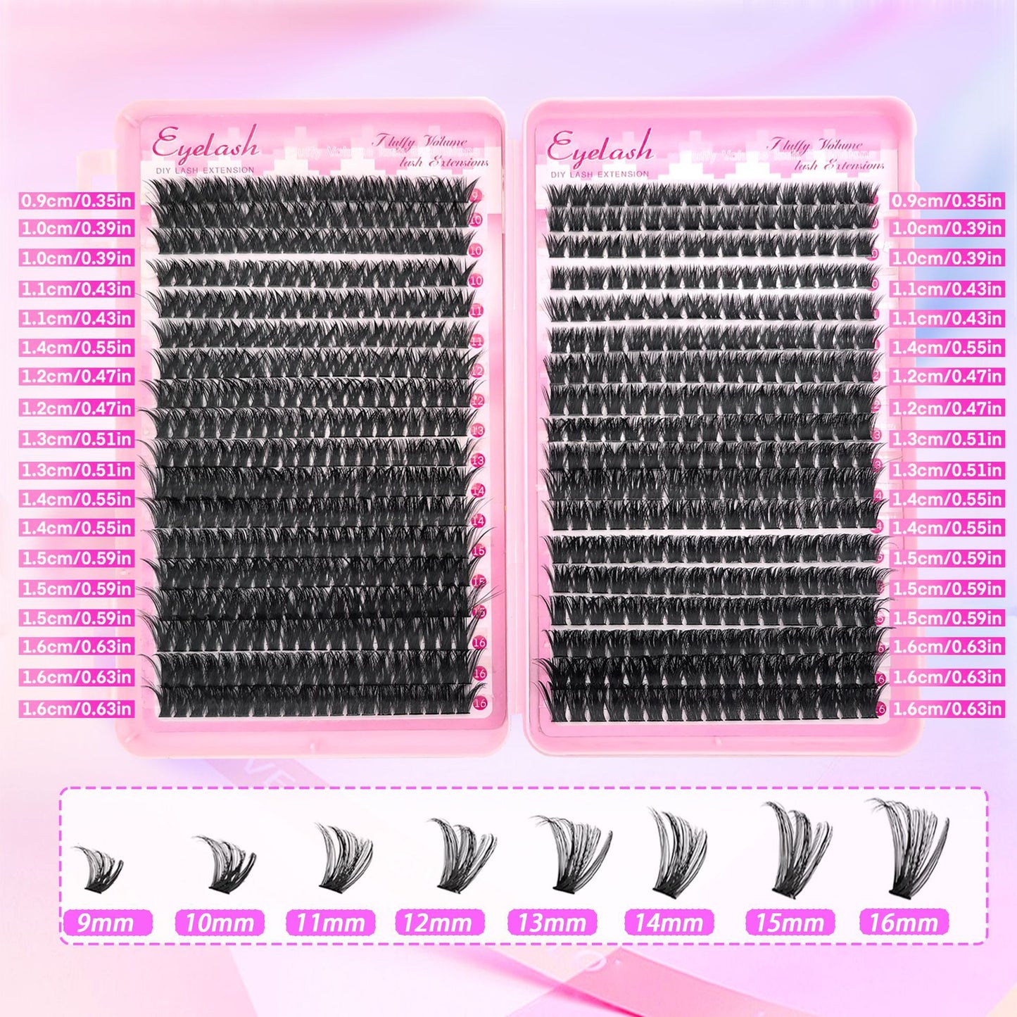 D-Curl Thick False Eyelashes Book DIY Segmented Lashes