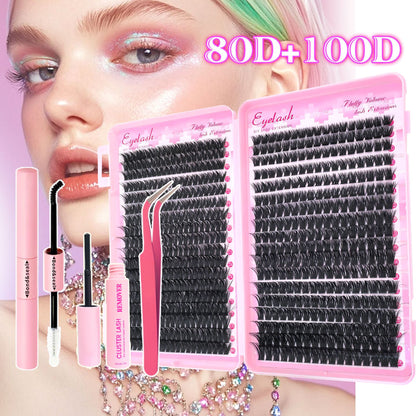 D-Curl Thick False Eyelashes Book DIY Segmented Lashes