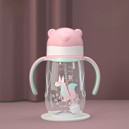 Baby Bottle with Straw Handle Wide Mouth for Daily Feeding