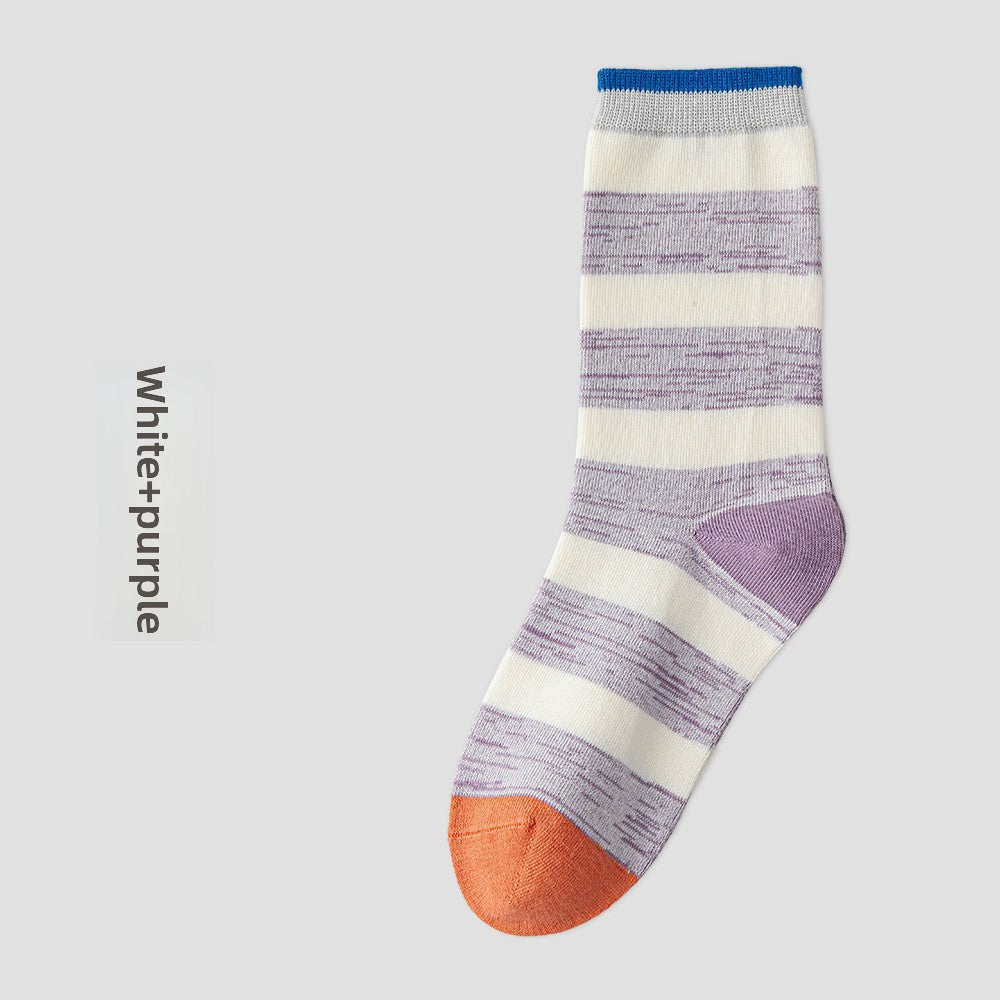 Women's Striped Cotton Antibacterial Long Socks