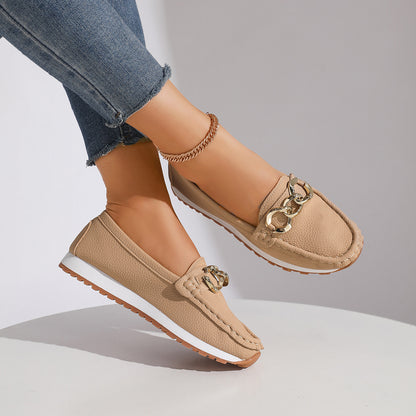 Buy Womens Casual Fashionable Minimalist Metal-buckle Slip-on Shoes