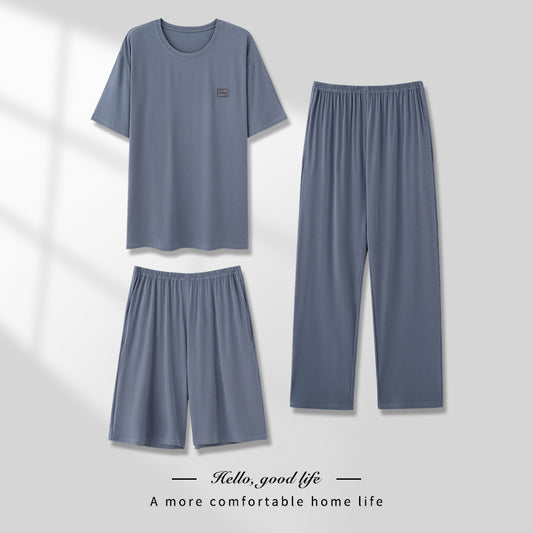 Men’s Pajamas Modal Three-Piece Home Wear Suit – Soft & Cozy