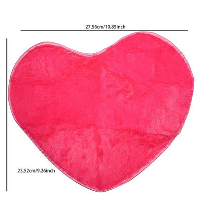 Heart-Shaped Silk Wool Floor Mat Cute Lint-Free Bedroom