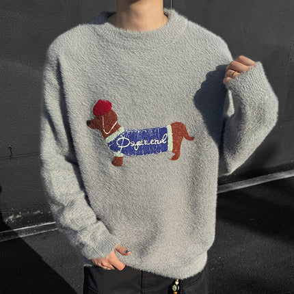 Men’s Casual Sweater – Featuring Cute Dachshund Design