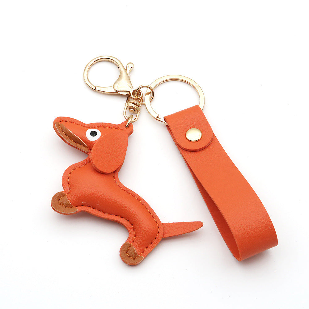 Dachshund Leather Keychain Pendant