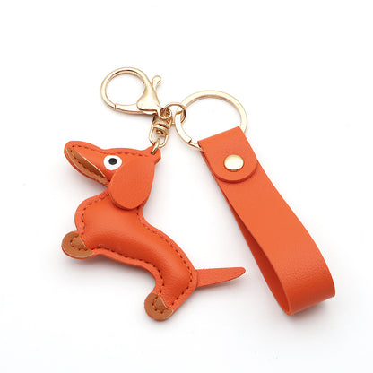 Dachshund Leather Keychain Pendant