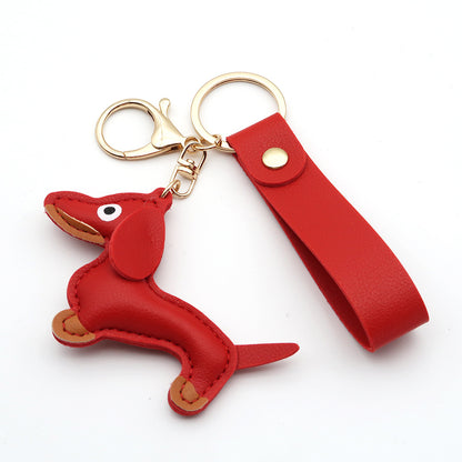 Dachshund Leather Keychain Pendant