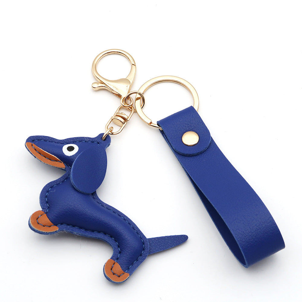 Dachshund Leather Keychain Pendant