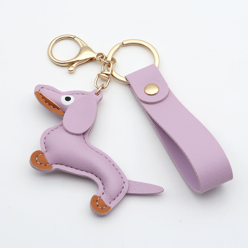 Dachshund Leather Keychain Pendant