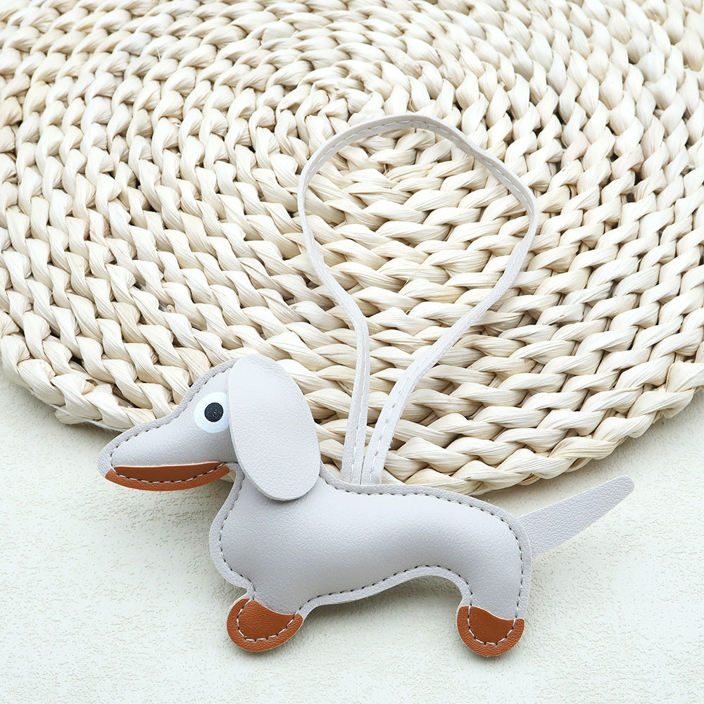 Dachshund Leather Keychain Pendant
