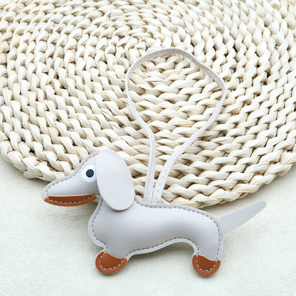Dachshund Leather Keychain Pendant
