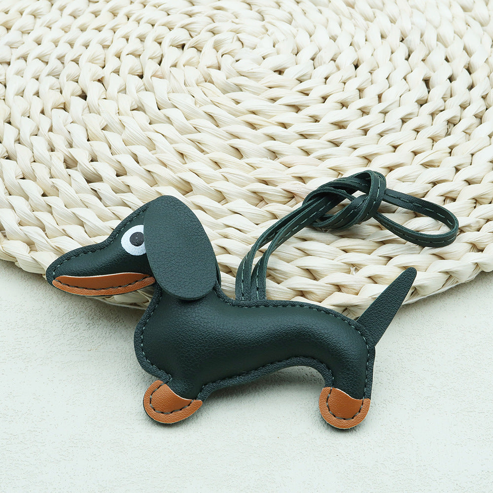 Dachshund Leather Keychain Pendant