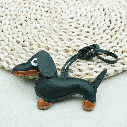 Dachshund Leather Keychain Pendant