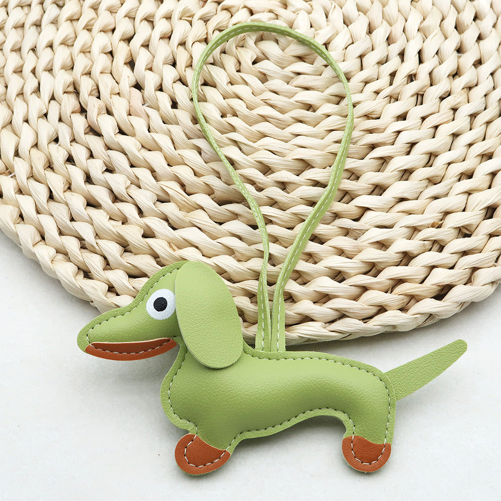 Dachshund Leather Keychain Pendant