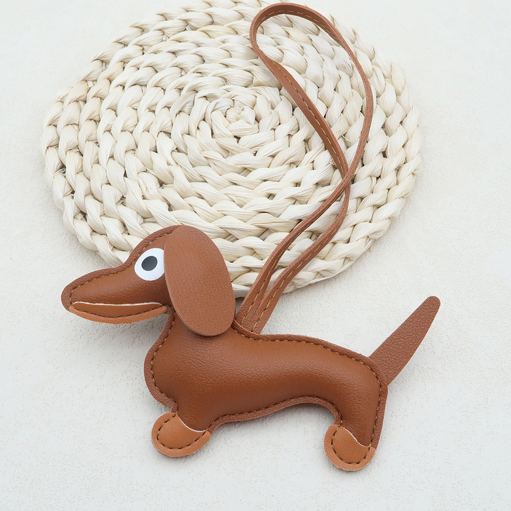 Dachshund Leather Keychain Pendant