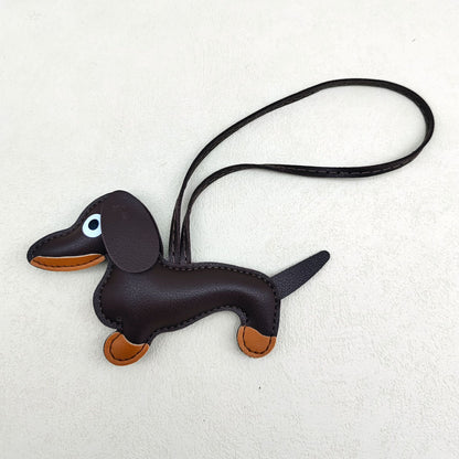 Dachshund Leather Keychain Pendant