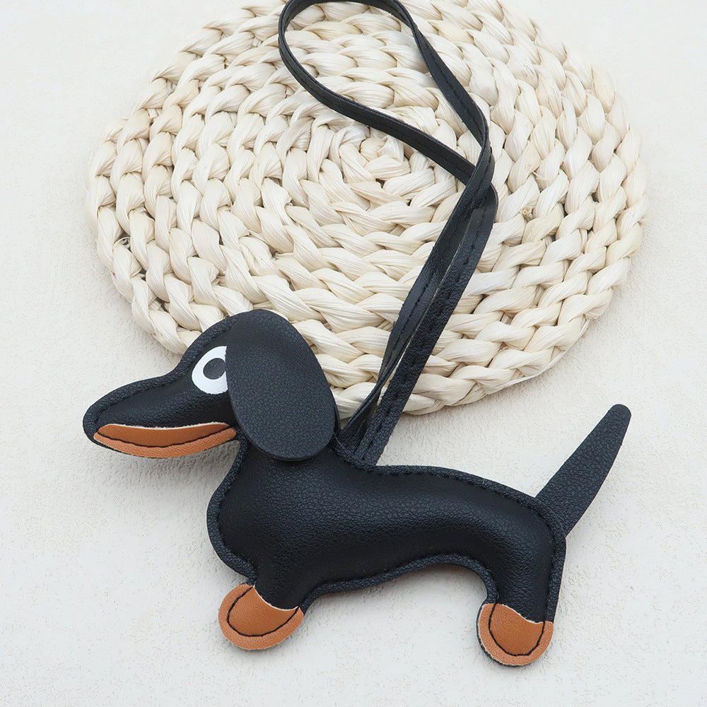 Dachshund Leather Keychain Pendant