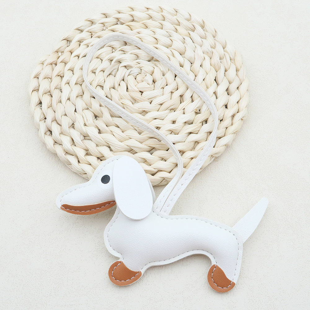Dachshund Leather Keychain Pendant