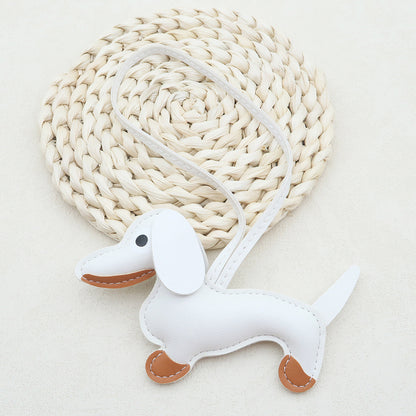 Dachshund Leather Keychain Pendant