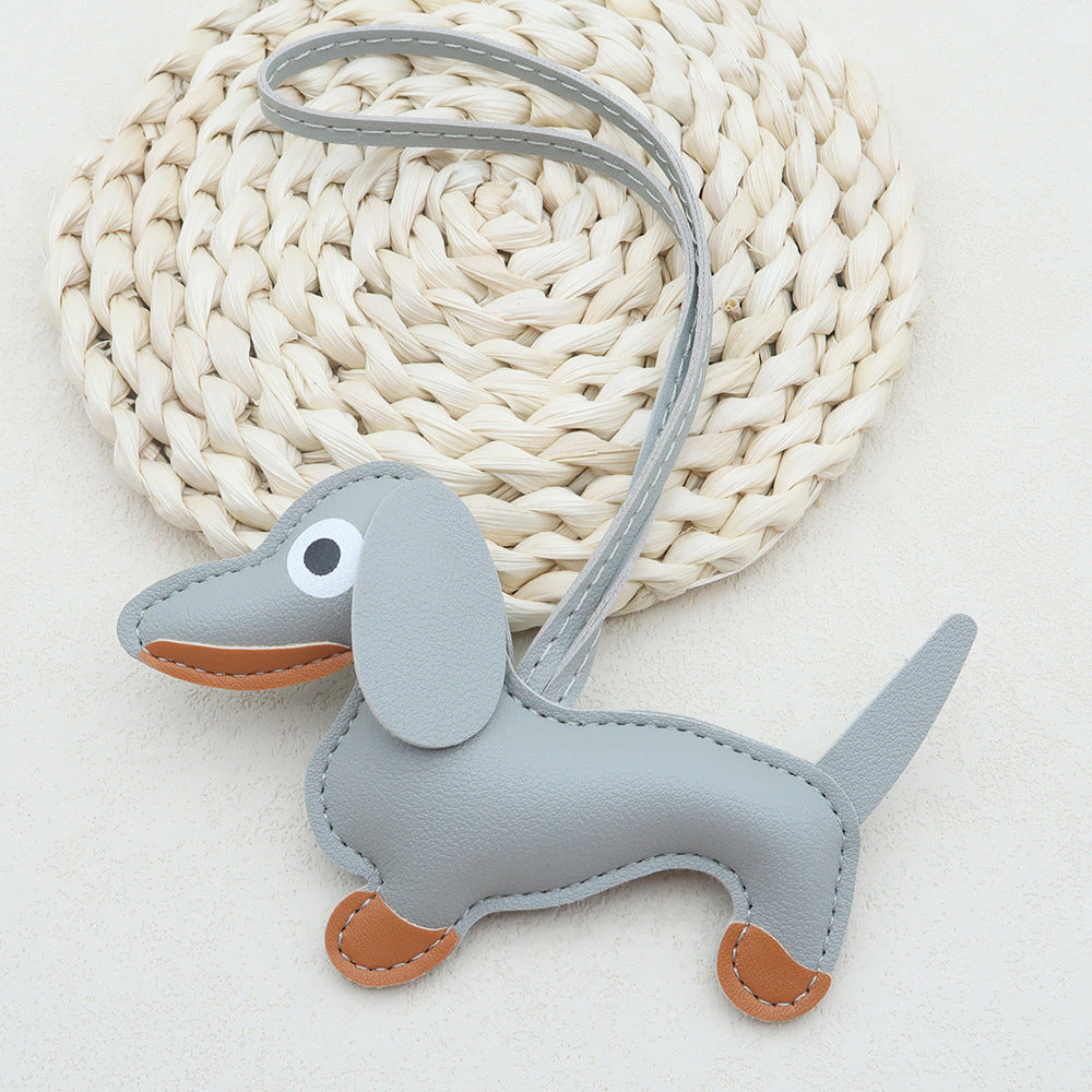 Dachshund Leather Keychain Pendant