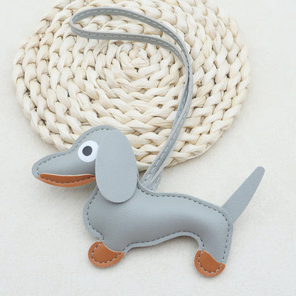 Dachshund Leather Keychain Pendant