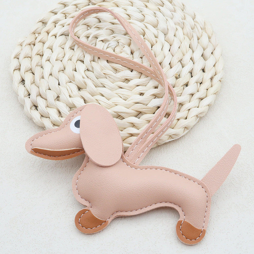 Dachshund Leather Keychain Pendant