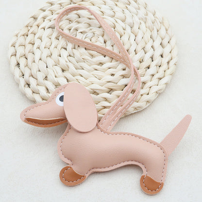 Dachshund Leather Keychain Pendant