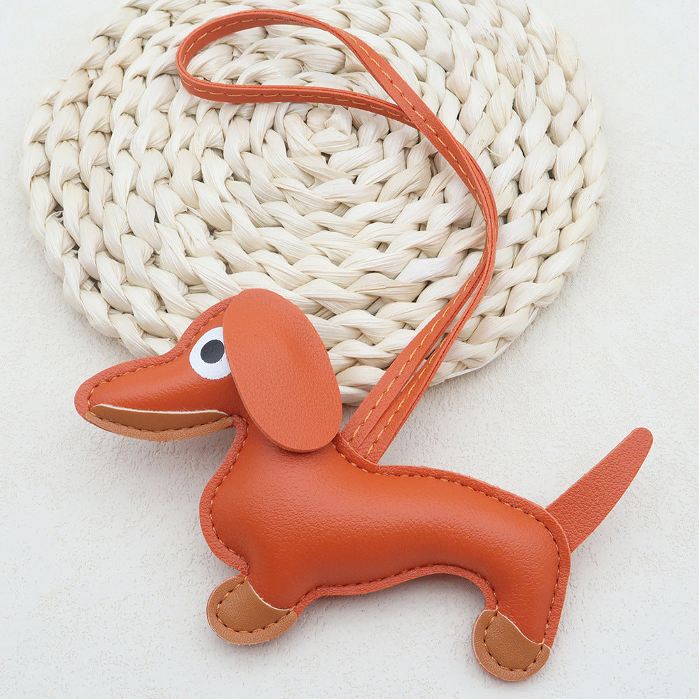 Dachshund Leather Keychain Pendant
