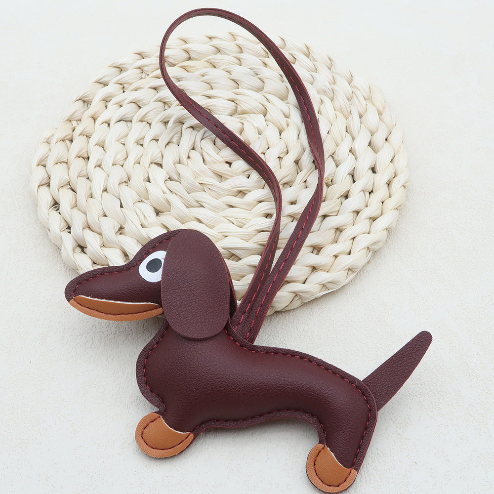 Dachshund Leather Keychain Pendant