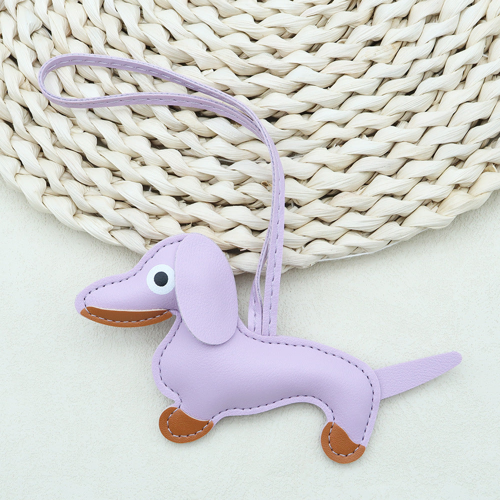 Dachshund Leather Keychain Pendant