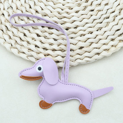 Dachshund Leather Keychain Pendant