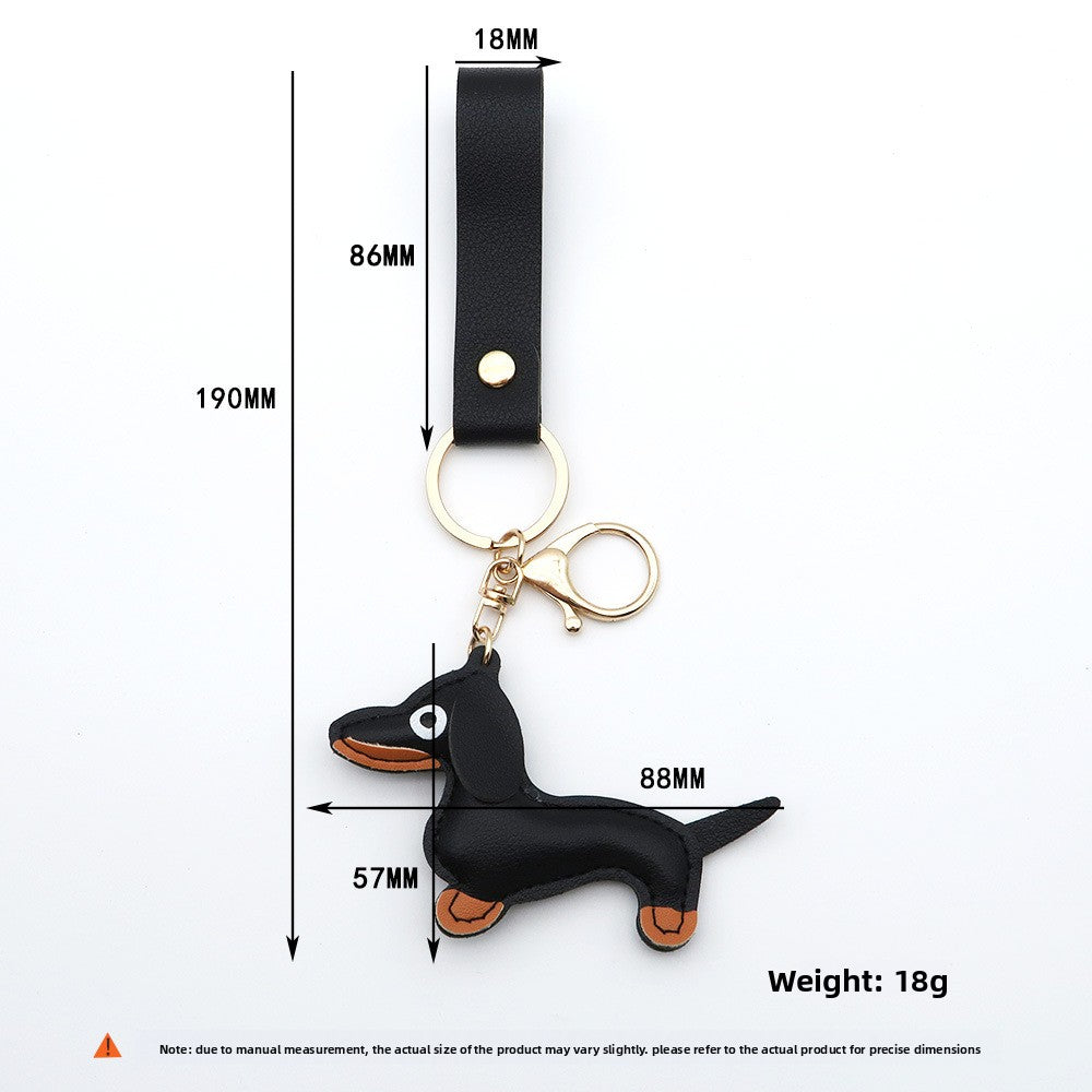 Dachshund Leather Keychain Pendant