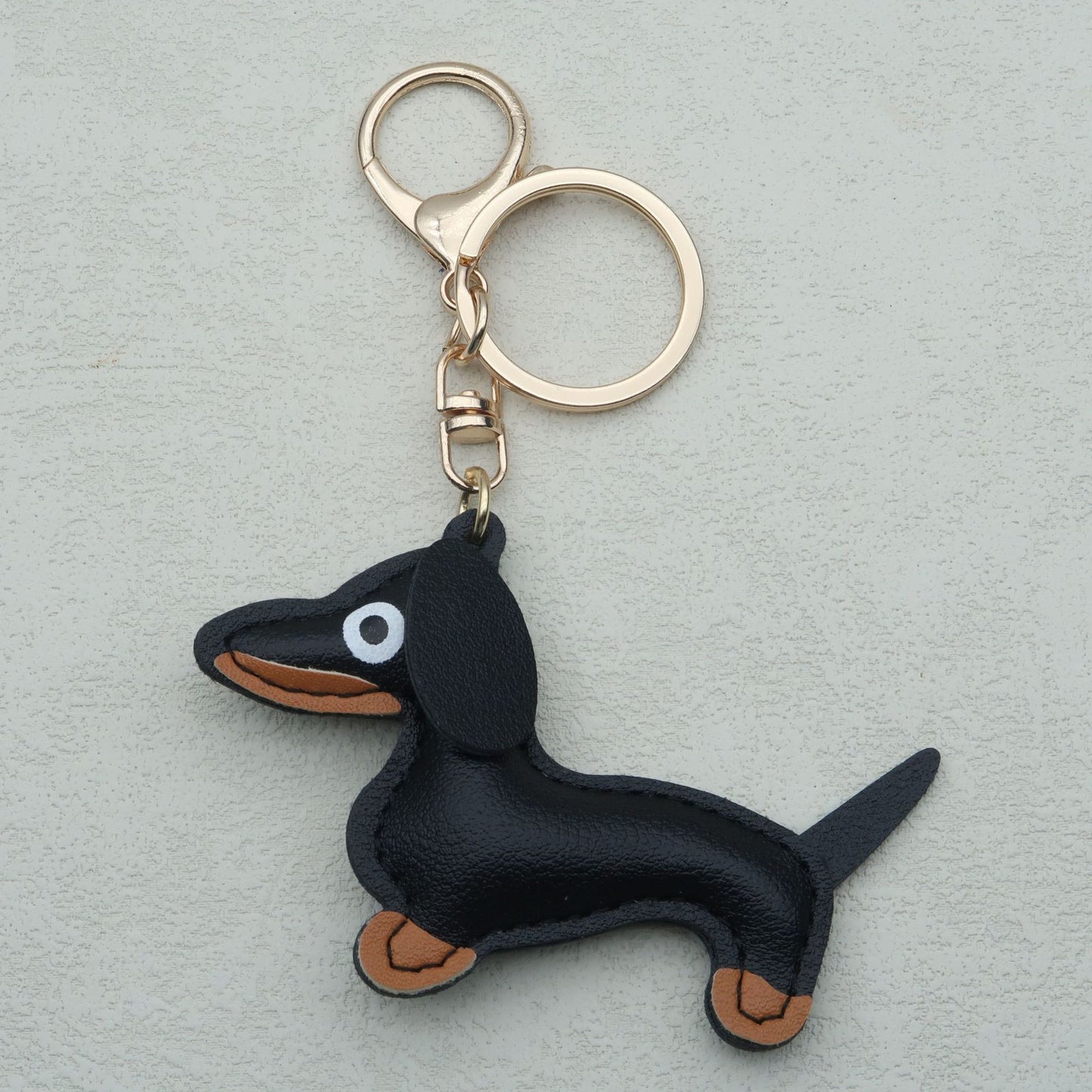 Dachshund Leather Keychain Pendant