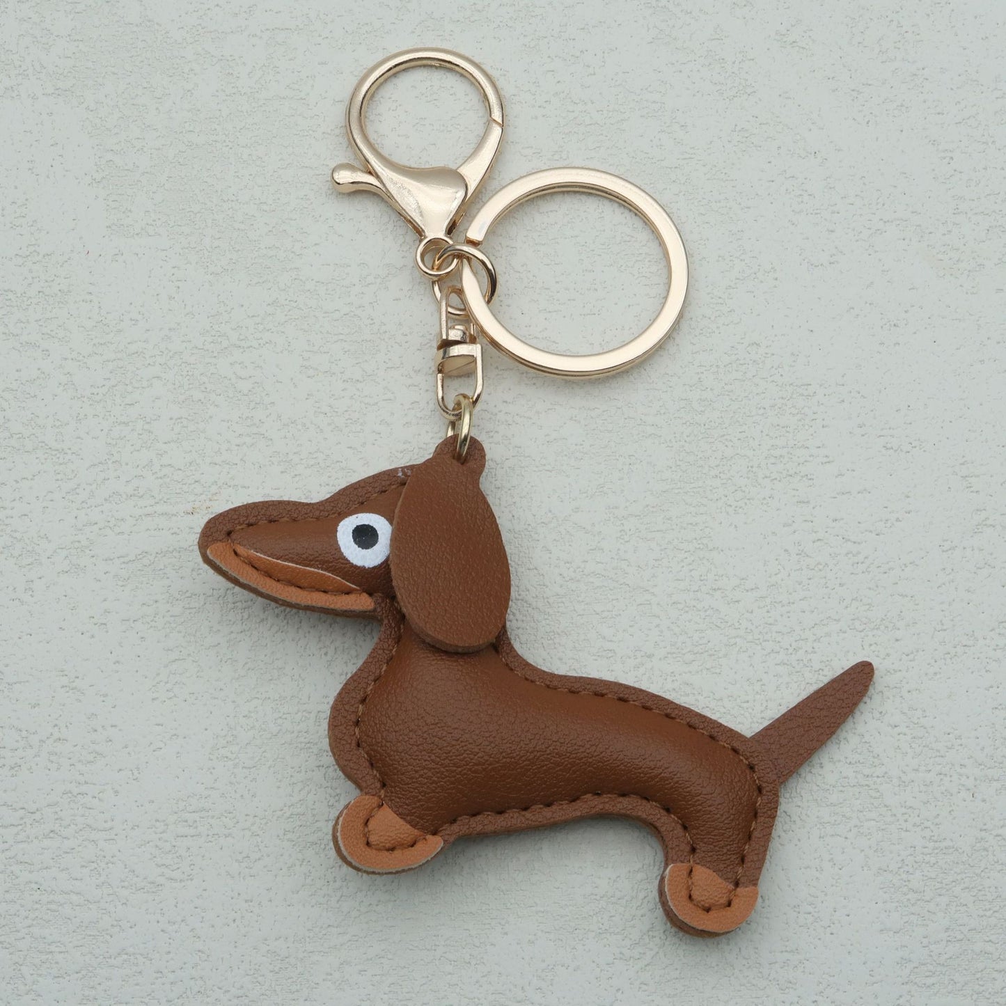Dachshund Leather Keychain Pendant